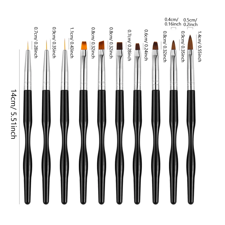 Black Curved Handle Nail Art B - Detailing Brush Set ulasan dan harga
