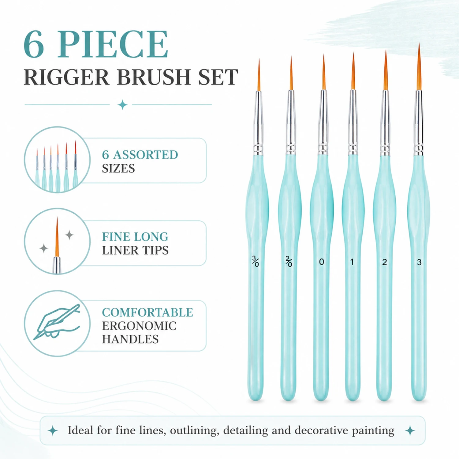 6pcs Rigger Paint Brushes Set, - Detailing Brush Set ulasan dan harga
